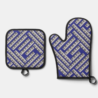 Piano Keys Ofenhandschuh & Topflappen-Set