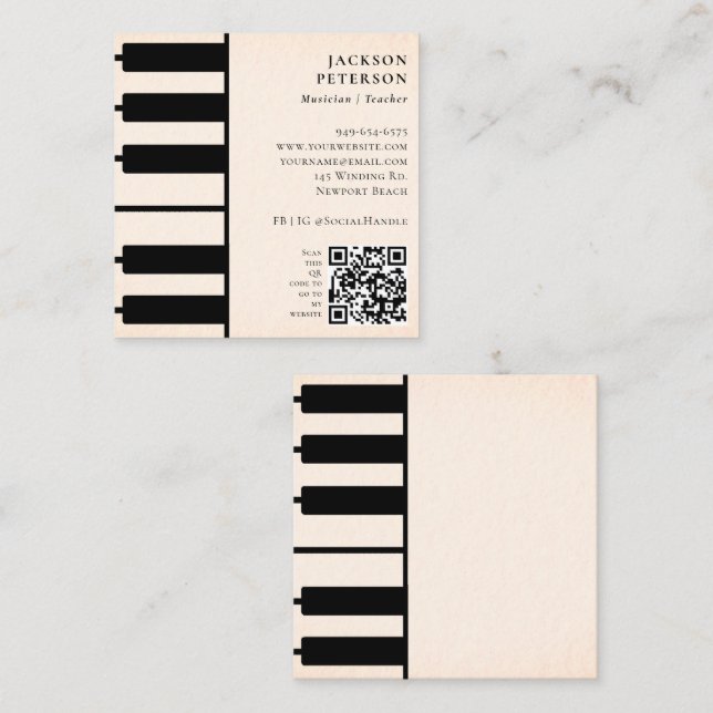 Piano Keys Pianist Musician Music Lehrer Peach Quadratische Visitenkarte (Vorne/Hinten)