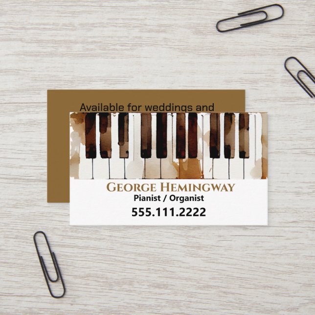 Piano Keys Pianist Wasserfarben Kunst Visitenkarte (Vorderseite/Rückseite Beispiel)