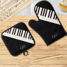 Piano Keys Schwarz-weiß Music Keyboard Mit Monogra