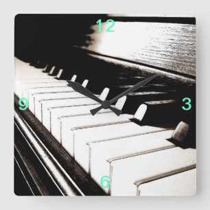 Piano Keys Square Wall Clock Quadratische Wanduhr