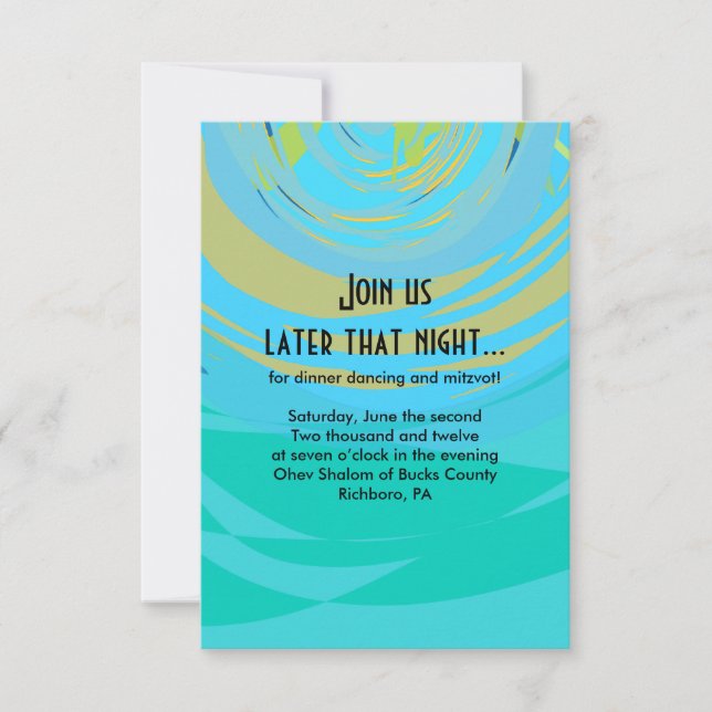 PIANO KEYS & STARS Bar Bat Mitzvah Empfang Card Einladung (Vorderseite)