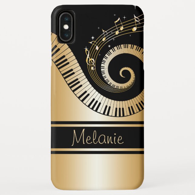 Piano Keys und Gold Musiknoten Galaxy Fall Case-Mate iPhone Hülle (Rückseite)