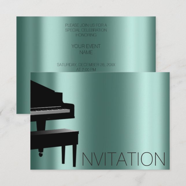 Piano Konzert Formal Minimalismus Vip Aquamarin Einladung (Vorne/Hinten)