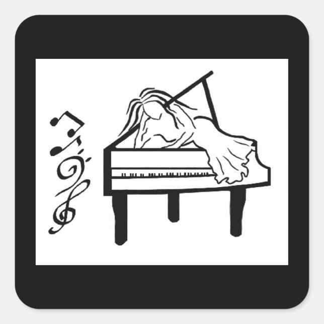 Piano Lady Quadratischer Aufkleber (Vorderseite)