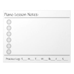 Piano Lesson Note Pad Notizblock