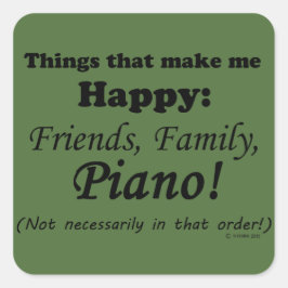 Piano macht mich glücklich quadratischer aufkleber