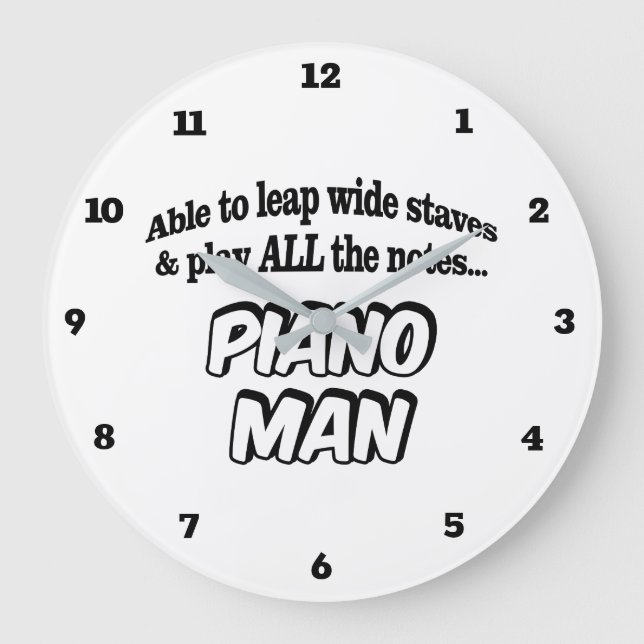 Piano Man - Music Superhero Große Wanduhr (Vorderseite)