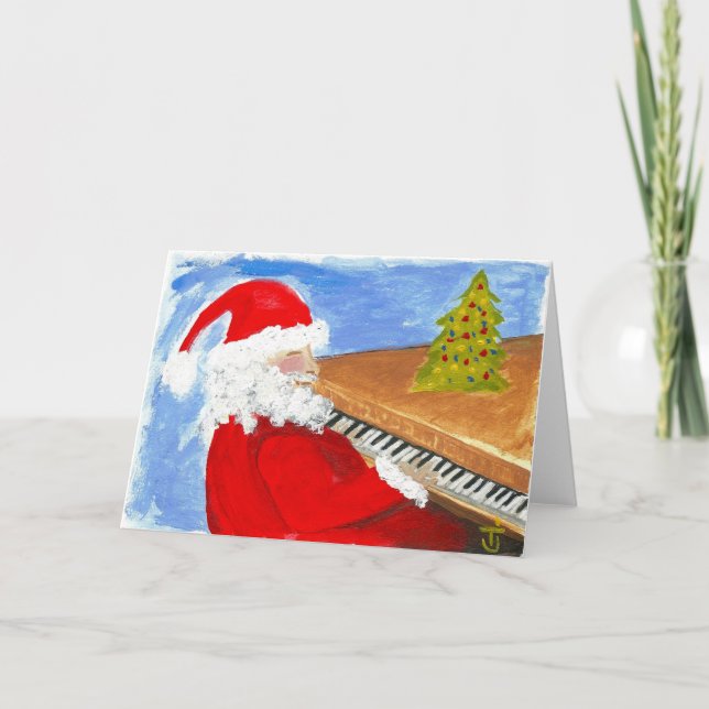 Piano Man (Santa) Feiertagskarte (Vorderseite)
