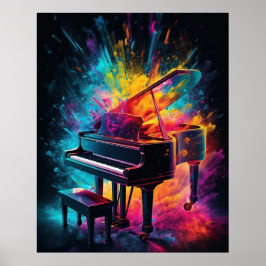 Piano mit explodierenden Farben Poster