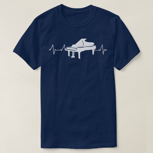 Piano Music Keyboard Heartbeat T Shirt Piano Music (Design vorne)