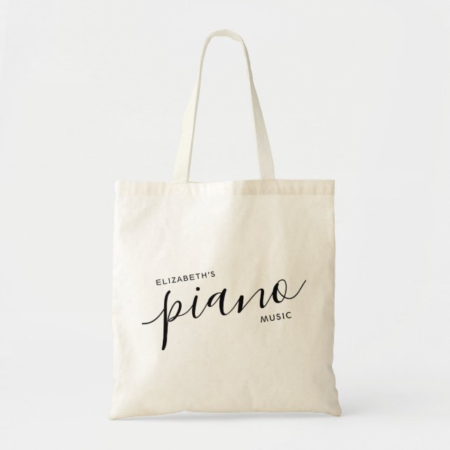 Piano Music Modern Personalized Script Name  Tote  Tragetasche (Vorne)