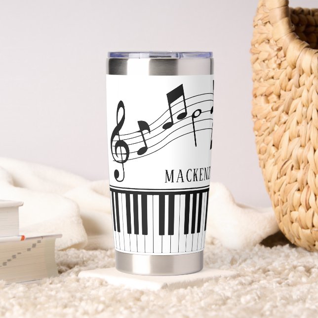 Piano Music Notes Script Name Custom Thermobecher (Wohnzimmer (gedreht))