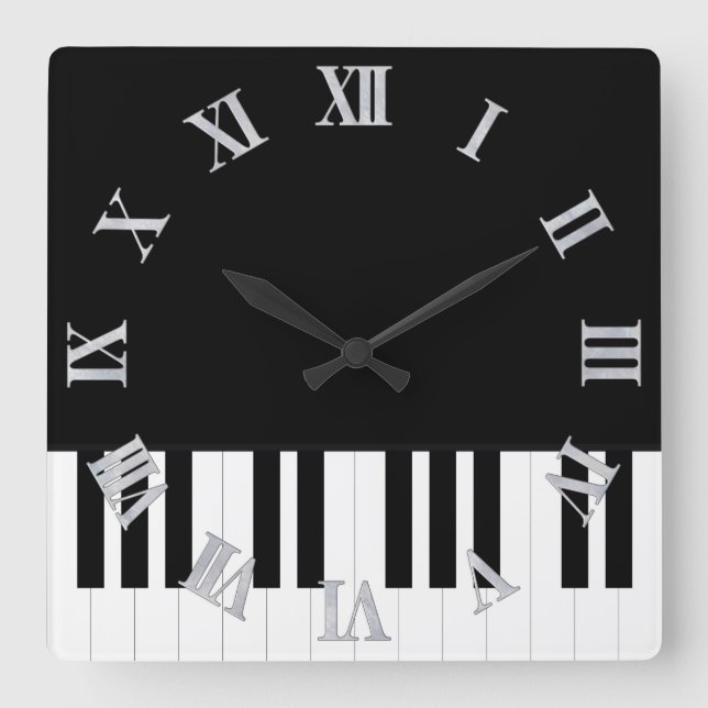 PIANO MUSIC QUADRATISCHE WANDUHR (Vorderseite)