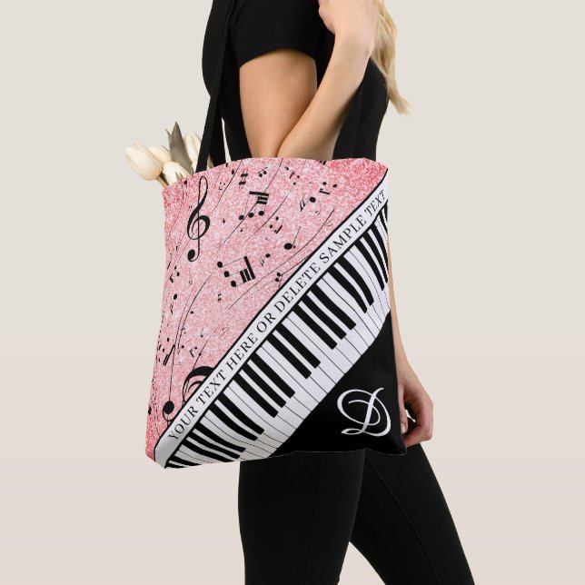 Piano Music Script Monogram Rose Gold Glitzer Tasche (Von Nahem)