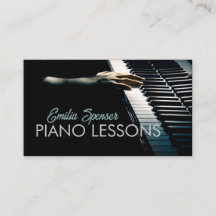 Piano Music Teacher Black Business Card