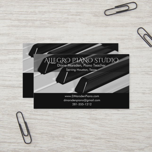 Piano Music Teacher Einfache Klassik Visitenkarte (Vorderseite/Rückseite Beispiel)
