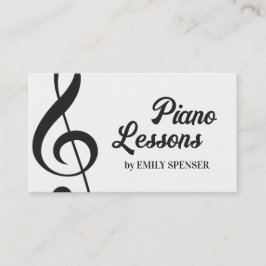 Piano Music Teacher Treble Clef Simple Visitenkarte