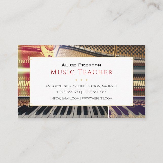 Piano Music Teacher | Unique Visitenkarte (Vorderseite)