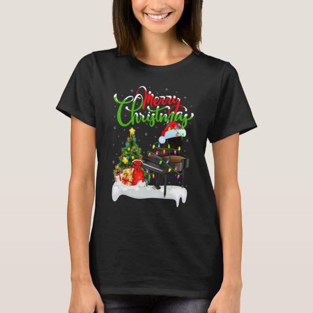 Piano Music   Xmas Decorations Santa Piano Christm T-Shirt (Vorderseite)