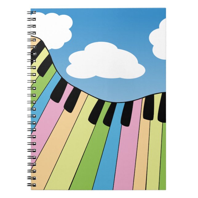 Piano Musical Instrument Sky Clouds Notizblock (Vorderseite)