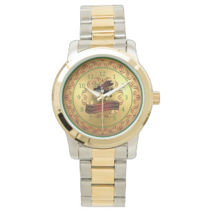 Piano ~ Musical Scroll ~ Gold "Frohe Weihnachten" Armbanduhr