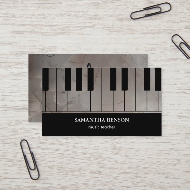 Piano musicien Carte de visite avec note de musiqu (Devant/Arrière en situation)