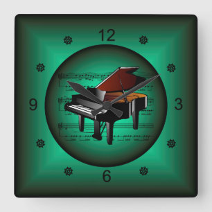 Piano ~ Musik ~ La musica ~ Música ~ Musik Quadratische Wanduhr