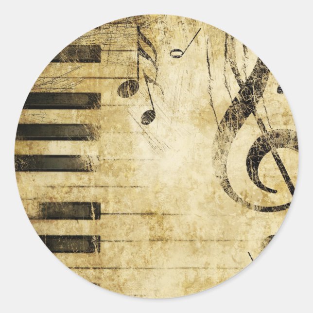 Piano-Musiknoten Runder Aufkleber (Vorderseite)