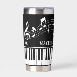 Piano-Musiknoten Skriptname Schwarz-weiß Custom Thermobecher