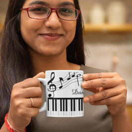 Piano-Musiknoten Skriptname Schwarz-weiß Kaffeetasse