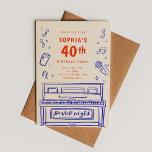Piano Night 40. Geburtstag HandGezeichnet Illustra Einladung<br><div class="desc">Lustige,  handgezeichnet Klavierabendeinladungen zum 40. Party mit spielerischen Illustrationen von Klavier,  Musiknoten,  Getränken,  Mikrofon und Sternen.</div>