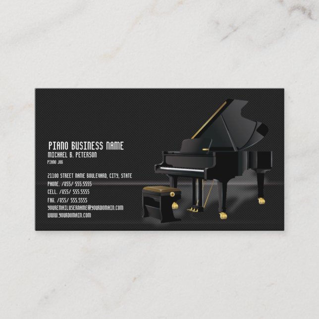 Piano noir moderne - Carte simple d'affaires* (Devant)