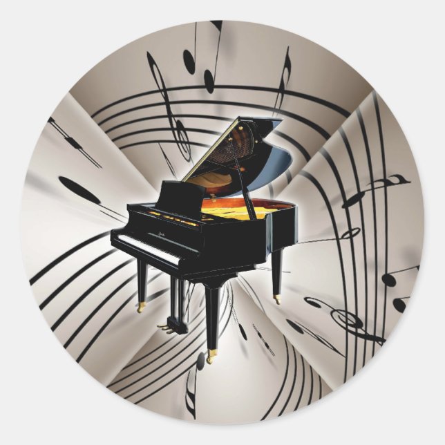 Piano Notes und staff Runder Aufkleber (Vorderseite)