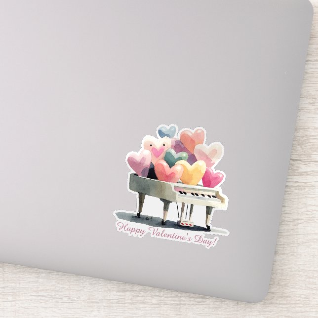 Piano of Love Hearts Valentine's Day Aufkleber (Detail)