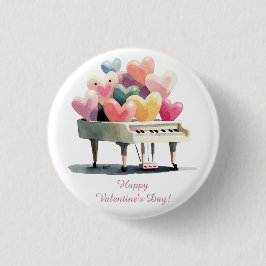 Piano of Love Hearts Valentine's Day Button