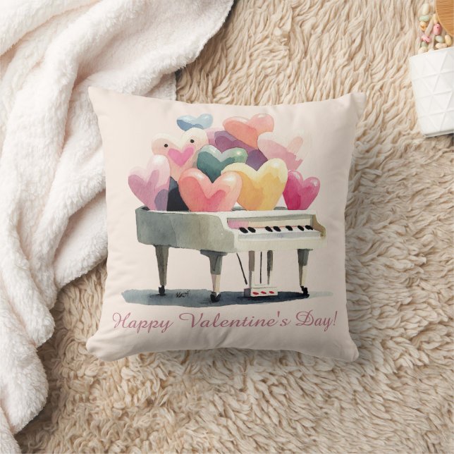 Piano of Love Hearts Valentine's Day Kissen (Decke)