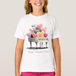 Piano of Love Hearts Valentine's Day T-Shirt