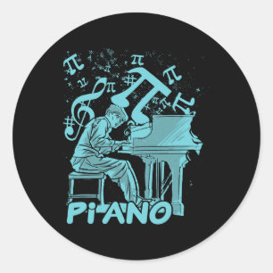 Piano Pi 3.14 Tag Symbol Math Science Music Pun Runder Aufkleber