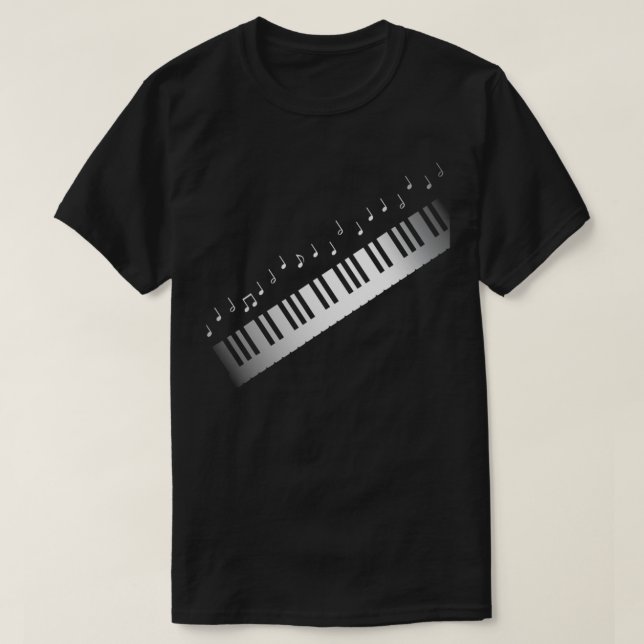 Piano Pianist Keyboard-Musiknoten T-Shirt (Design vorne)