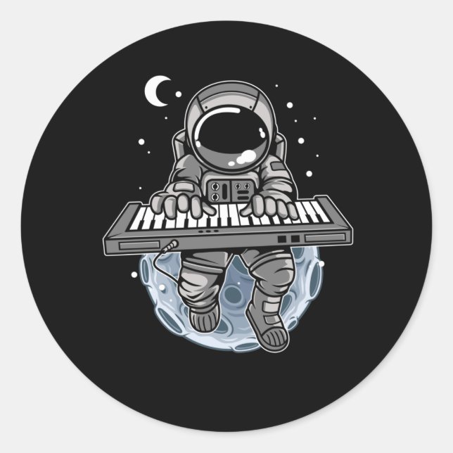 Piano Player Astronaut Musikinstrument Kosmonaut Runder Aufkleber (Vorderseite)