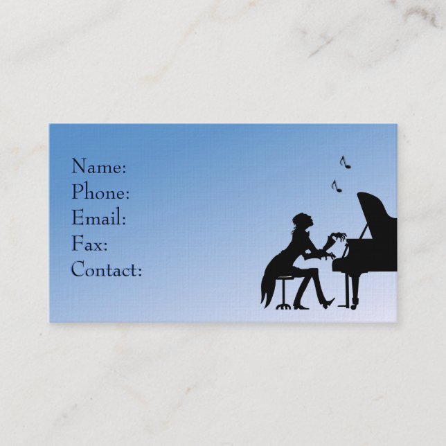 Piano Player Blue Visitenkarte (Vorderseite)