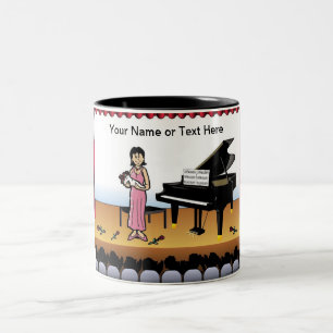 Piano Player - Cartoon von Frau durch PrintedPerfe Zweifarbige Tasse