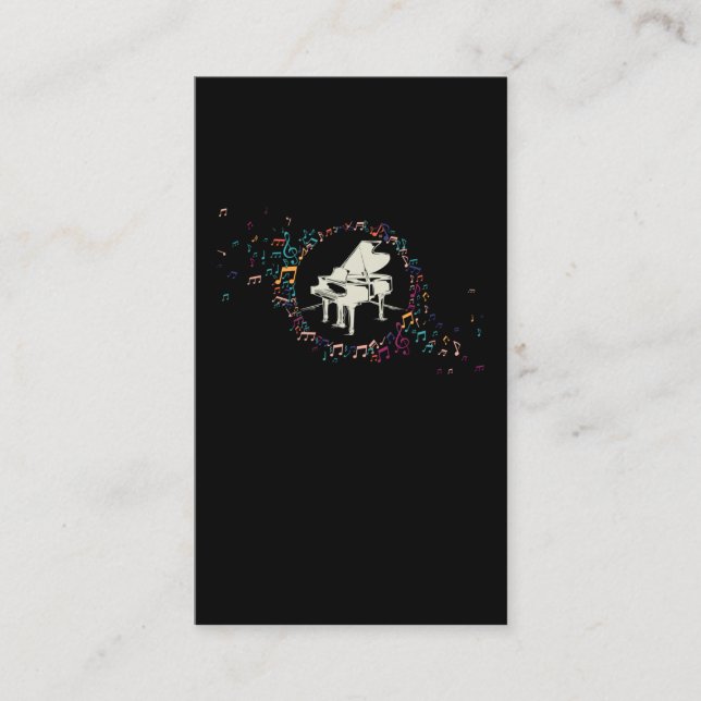 Piano Player Farbenfrohe Musical Notes Musiklehrer Visitenkarte (Vorderseite)