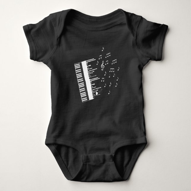 Piano Player Flying Musiknote Bird Pianist Baby Strampler (Vorderseite)