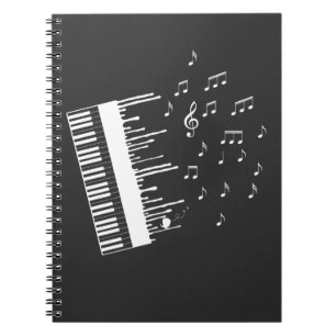 Piano Player Flying Musiknote Bird Pianist Notizblock