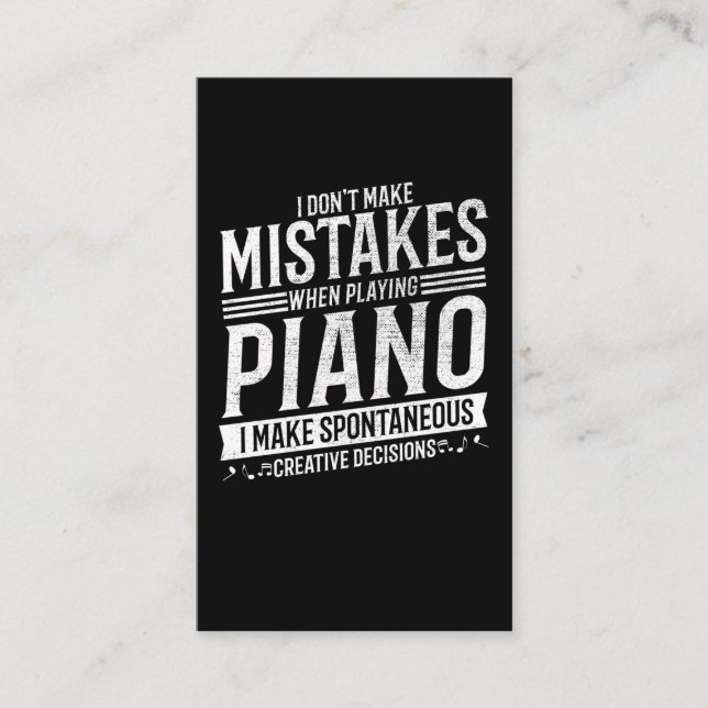Piano Player Musical Instrument Music Pianist Visitenkarte (Vorderseite)