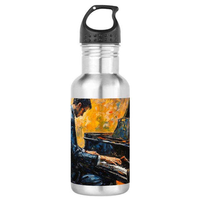 Piano Player - Ölgemälde Edelstahlflasche (Vorderseite)