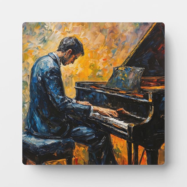 Piano Player - Ölgemälde Fotoplatte (Vorderseite)