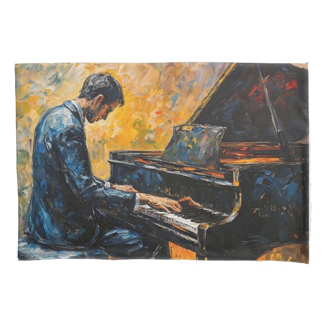 Piano Player - Ölgemälde Kissenbezug (Vorderseite)